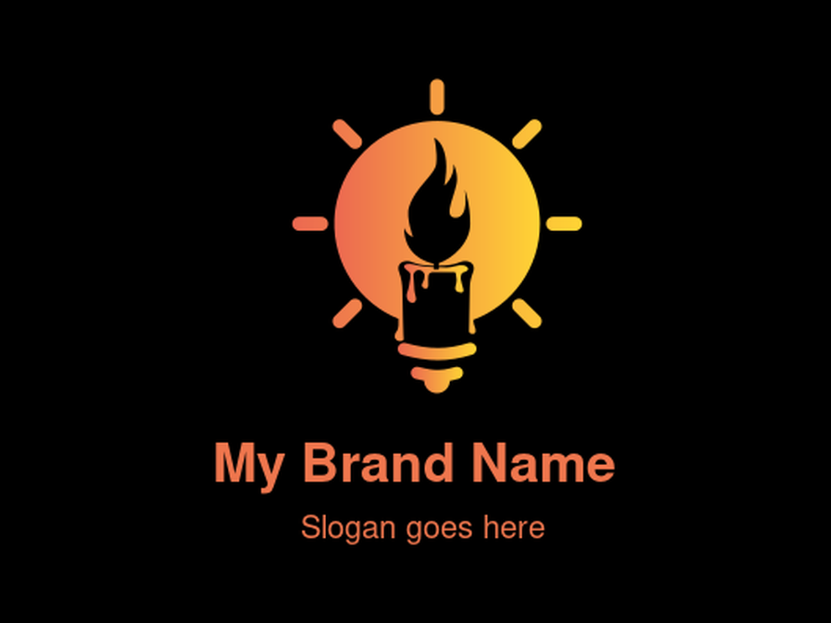 Vibrant Orange Lightbulb and Candle Flame Symbol Logo Design for Innovative Illumination and Warm Creative Branding